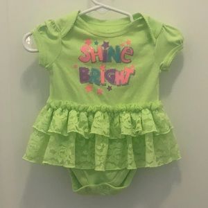 Bright green baby girl onesi